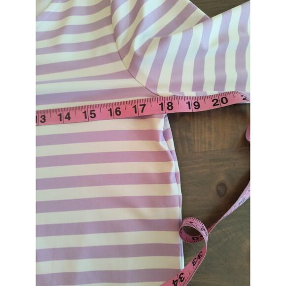 Talbots 3/4 Sleeve Top Women's Size L Lavender White Striped Stretch Knit Tee - Picture 7 of 13
